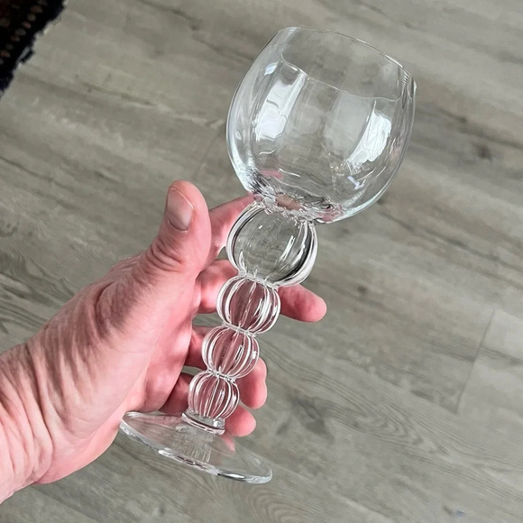 Krosno Poland Optic Crystal Wine Goblets Set of Six - Picture 8 of 8